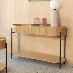 Zuiver Sidetables|Sidetable Slides Eikenhout, 120cm, kleur Naturel