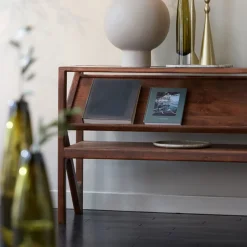 Light & Living Sidetables|Sidetable Yuki Acaciahout en glas, 119cm