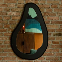 Dutchbone Zwarte Spiegels|Organische Spiegels|Spiegel Aren Mangohout, 92 x 61cm Zwart