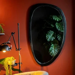 By-Boo Zwarte Spiegels|Organische Spiegels|Spiegel Plecto Mangohout 120 x 70cm, Organisch