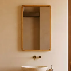 Kave Home Badkameraccessoires|Spiegel Shamel Teakhout, 70 x 45cm