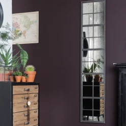 Dutchbone Zwarte Spiegels|Spiegel Vintage Window 178 x 37.5cm Zwart