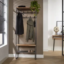 LifestyleFurn Staande Kapstokken|Staande Kapstok Kelsie 182 x 70cm, acaciahout Massief acacia naturel