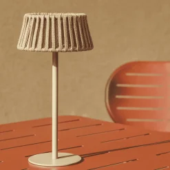 Kave Home Tafellampen Voor Buiten|Tafellampen|Tafellamp Aldet Op zonne-energie, Plat Geweven touw
