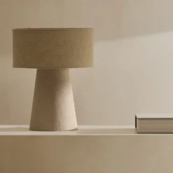 Kave Home Tafellampen|Tafellamp Algaida Stof, 35cm hoog Wit