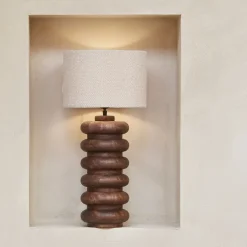 Rivièra Maison Tafellampen|Tafellamp Bangli Mangohout, 50cm (excl. kap) Bruin