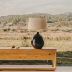Kave Home Tafellampen|Tafellamp Foixa incl kap, 72cm hoog Zwart