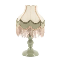 By-Boo Tafellampen|Tafellamp Fringaloo Katoen en jute Groen