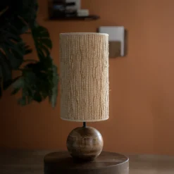 By-Boo Tafellampen|Tafellamp Gadja Hout en Jute Natuurlijk