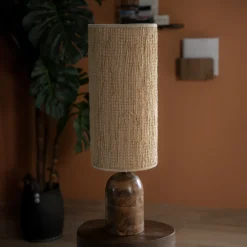 By-Boo Tafellampen|Tafellamp Gadja Hout en Jute Natuurlijk