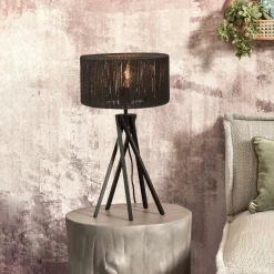 GOOD&MOJO Tafellampen|Tafellamp Iguazu 5-poot, Bamboe en jute Zwart