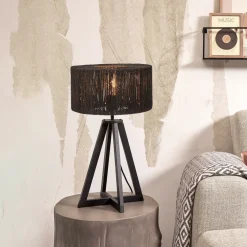 GOOD&MOJO Tafellampen|Tafellamp Iguazu 4-poot, Bamboe en jute Zwart