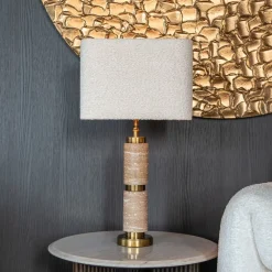 Richmond Interiors Tafellampen|Tafellamp Lis Travertin, 36cm hoog Goud