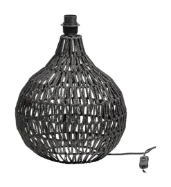 WOOOD Tafellampen|Tafellamp Macy Rattan, kleur (excl. kap) Zwart