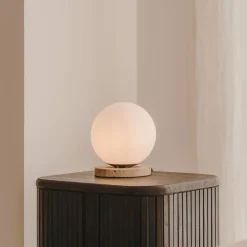 Kave Home Tafellampen|Tafellamp Malachi Travertin en glas