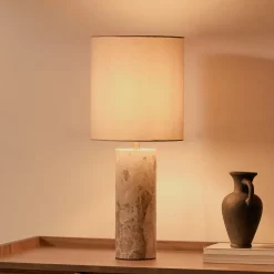Kave Home Tafellampen|Tafellamp Raze Marmer en linnen, incl. kap