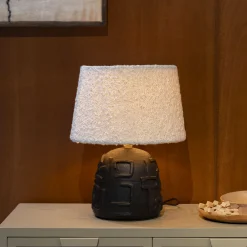 Dutchbone Tafellampen|Tafellamp Renzo Bouclé en terracotta, 42cm