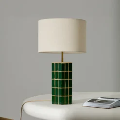 Kave Home Tafellampen|Tafellamp Rue Keramiek incl. kap, kleur / ecru Groen