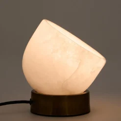 Kave Home Tafellampen|Tafellamp Shenli Messing en albast, 17cm Wit