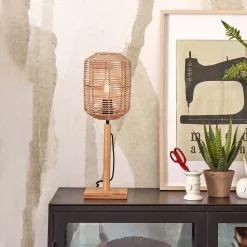GOOD&MOJO Tafellampen|Tafellamp Tanami Bamboe en rotan, 45cm Naturel