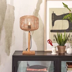 GOOD&MOJO Tafellampen|Tafellamp Tanami Bamboe en rotan, 40cm Naturel