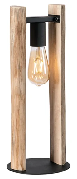 LABEL51 Tafellampen|Tafellamp Woody Hout, 45cm hoog Rough