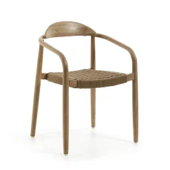 Kave Home Beige Eetkamerstoelen|Eetkamerstoelen Met Armleuning|Tuin / Eetkamerstoel Nina Eucalyptushout