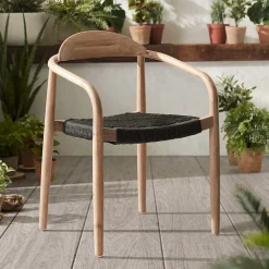 Kave Home Beige Eetkamerstoelen|Eetkamerstoelen Met Armleuning|Tuin / Eetkamerstoel Nina Eucalyptushout