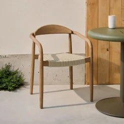 Kave Home Terrasstoelen|Beige Eetkamerstoelen|Tuin / Eetkamerstoel Nina Acaciahout