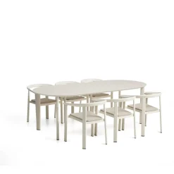 Kave Home Eettafels Voor In Je Tuin|Tuinset Erice Met ovale tuintafel en 6 stoelen, 230 x 100cm, kleur Ecru