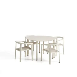 Kave Home Eettafels Voor In Je Tuin|Tuinset Erice Met tuintafel en 4 stoelen, 120cm, kleur Ecru