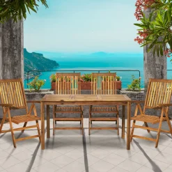 Artistiq Living Eettafels Voor In Je Tuin|Tuinset Larissa 4 stoelen + 1 tafel, Acaciahout