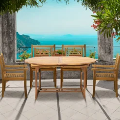 Artistiq Living Eettafels Voor In Je Tuin|Tuinset Larissa 4 stoelen + 1 uitschuifbare tafel, Acaciahout