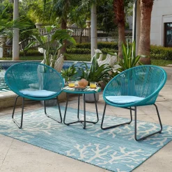 Artistiq Living Loungesets|Tuinset Pablo 2 stoelen + tafel, kleur Turquoise