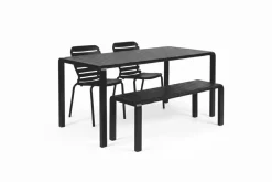 Zuiver Eettafels Voor In Je Tuin|Tuinset Vondel Met tuintafel, 2 stoelen en bankje, 168 x 87cm, kleur Zwart