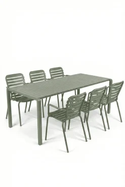 Zuiver Eettafels Voor In Je Tuin|Tuinset Vondel Met tuintafel en 6 stoelen met armleuning, 214 x 97cm