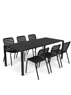 Zuiver Eettafels Voor In Je Tuin|Tuinset Vondel Met tuintafel en 6 stoelen met armleuning, 214 x 97cm
