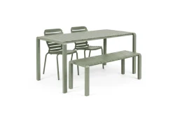 Zuiver Eettafels Voor In Je Tuin|Tuinset Vondel Met tuintafel, 2 stoelen en bankje, 168 x 87cm, kleur Groen