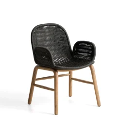 Kave Home Terrasstoelen|Tuinstoel Alipa Met armleuning, Acaciahout en touw