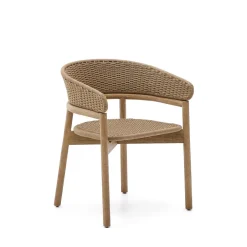 Kave Home Terrasstoelen|Tuinstoel Arinella Acaciahout en geweven touw Beige