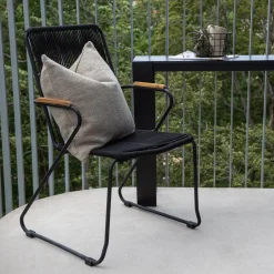 Nohr Terrasstoelen|Tuinstoel Catheryne Polyester touw en acaciahout Zwart