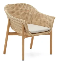 Kave Home Terrasstoelen|Tuinstoel Galea Teakhout en rattan