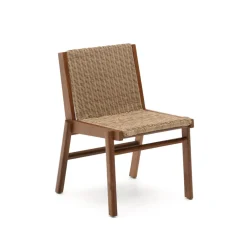 Kave Home Terrasstoelen|Tuinstoel Itani Acaciahout en rattan Beige