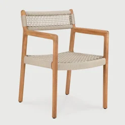 Ethnicraft Terrasstoelen|Tuinstoel Jack Teak en geweven stof Naturel