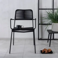 Nohr Terrasstoelen|Tuinstoel Karlene Met armleuning, Polyester touw Zwart