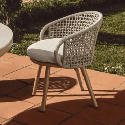 Kave Home Terrasstoelen|Tuinstoel Lidario Touw en houtlook