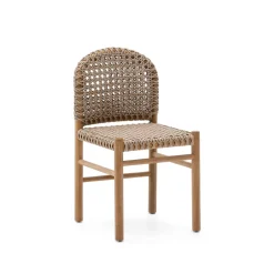 Kave Home Terrasstoelen|Tuinstoel Tavira Teakhout en touw Beige