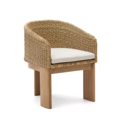 Kave Home Terrasstoelen|Tuinstoel Xoriguer Rattan en eucalyptushout Beige