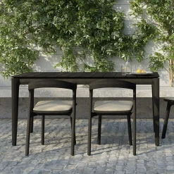 Ethnicraft Eettafels Voor In Je Tuin|Tuintafel Bok Gevernist Teakhout, kleur Zwart