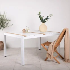 Nohr Eettafels Voor In Je Tuin|Tuintafel Lynnetta Aluminium en teakhout, kleur Wit